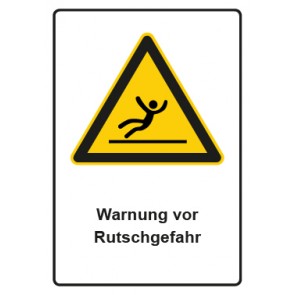 Schild Warnzeichen Piktogramm & Text deutsch · Warnung vor Rutschgefahr | selbstklebend