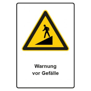 Schild Warnzeichen Piktogramm & Text deutsch · Warnung vor Gefälle