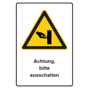 Schild Warnzeichen Piktogramm & Text deutsch · Hinweiszeichen Achtung, bitte ausschalten | selbstklebend