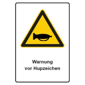 Schild Warnzeichen Piktogramm & Text deutsch · Warnung vor Hupzeichen | selbstklebend