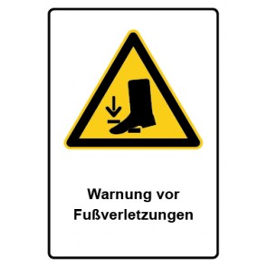 Schild Warnzeichen Piktogramm & Text deutsch · Warnung vor Fußverletzungen