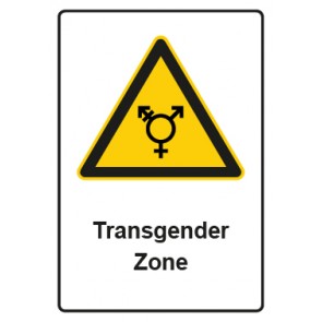 Aufkleber Warnzeichen Piktogramm & Text deutsch · Hinweiszeichen Transgender Zone (Warnaufkleber)