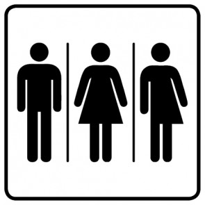 WC Toiletten Schild | Herren · Damen · Transgender | viereckig · weiß