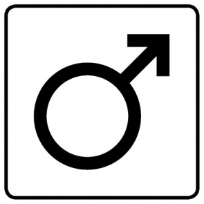 WC Toiletten Schild | Symbol Mann | viereckig · weiß · selbstklebend