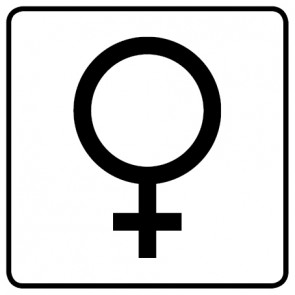 WC Toiletten Schild | Symbol Frau | viereckig · weiß · selbstklebend