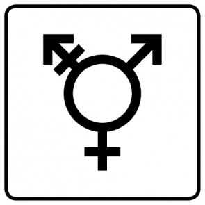 WC Toiletten Schild | Symbol Transgender · weiß · selbstklebend