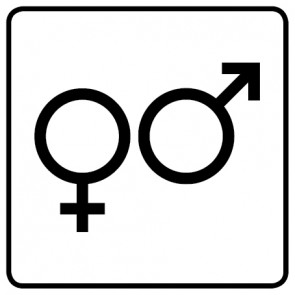 WC Toiletten Schild | Symbol Herren · Damen | viereckig · weiß