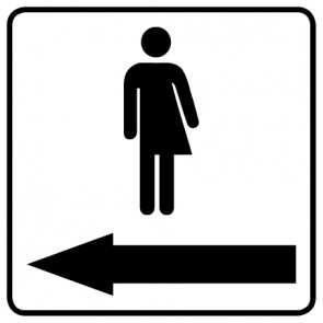 WC Toiletten Aufkleber Piktogramm Transgender Pfeil links | viereckig · weiß | stark haftend