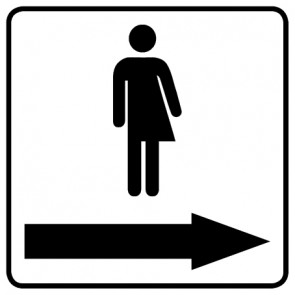 WC Toiletten Schild | Piktogramm Transgender Pfeil rechts | viereckig · weiß · selbstklebend