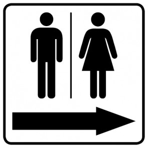 WC Toiletten Aufkleber | Piktogramm Herren · Damen Pfeil rechts | viereckig · weiß