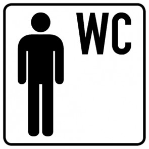 WC Toiletten Schild | Herren WC | viereckig · weiß · selbstklebend