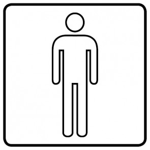 WC Toiletten Schild | Herren outline | viereckig · weiß · selbstklebend