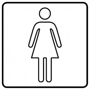 WC Toiletten Aufkleber Damen outline | viereckig · weiß | stark haftend