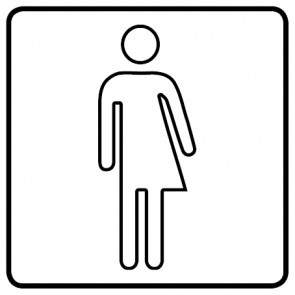 WC Toiletten Schild | Transgender outline | viereckig · weiß