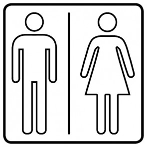 WC Toiletten Schild | Herren · Damen outline | viereckig · weiß · selbstklebend