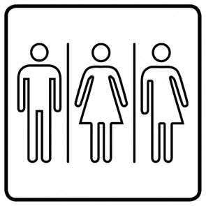 WC Toiletten Schild | Herren · Damen · Transgender outline | viereckig · weiß · selbstklebend