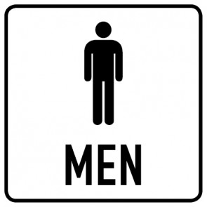 WC Toiletten Schild | Piktogramm Men | viereckig · weiß · selbstklebend