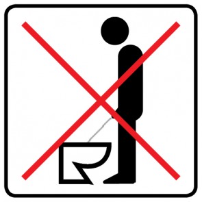 WC Toiletten Aufkleber | Keine Stehpinkler erlaubt | viereckig · weiß