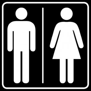 WC Toiletten Schild | Herren · Damen | viereckig · schwarz · selbstklebend