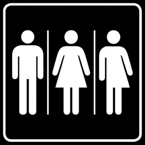 WC Toiletten Schild | Herren · Damen · Transgender | viereckig · schwarz · selbstklebend