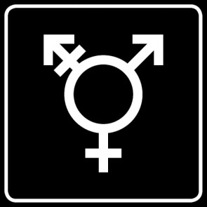 WC Toiletten Schild | Symbol Transgender | viereckig · schwarz · selbstklebend