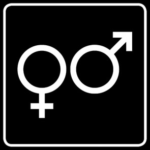 WC Toiletten Schild | Symbol Herren · Damen | viereckig · schwarz · selbstklebend