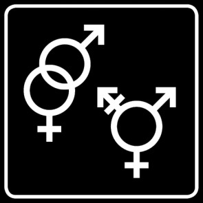 WC Toiletten Aufkleber | Symbol Herren · Damen · Transgender | viereckig · schwarz