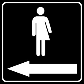 WC Toiletten Aufkleber Piktogramm Transgender Pfeil links | viereckig · schwarz | stark haftend