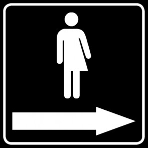 WC Toiletten Aufkleber | Piktogramm Transgender Pfeil rechts | viereckig · schwarz