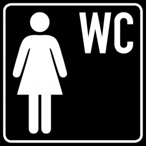 WC Toiletten Schild | Damen WC | viereckig · schwarz · selbstklebend