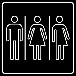 WC Toiletten Schild | Herren · Damen · Transgender outline | viereckig · schwarz · selbstklebend