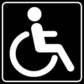 WC Toiletten Schild | behindertengerecht · Rollstuhl  | viereckig · schwarz · selbstklebend