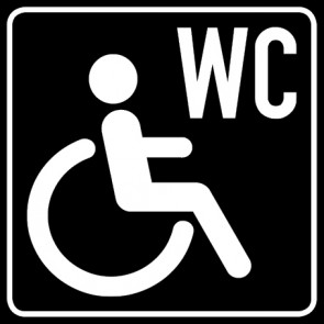 WC Toiletten Schild | Rollstuhl · Behinderten WC | viereckig · schwarz · selbstklebend