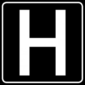 WC Toiletten Schild | H | viereckig · schwarz · selbstklebend