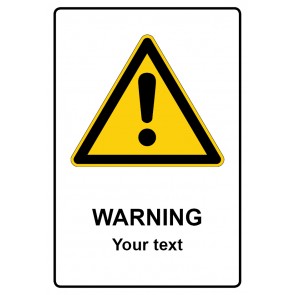 Magnetschild Warnzeichen Piktogramm & Text englisch · Warning · Your text (Warnschild magnetisch · Magnetfolie)