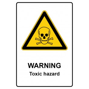 Aufkleber Warnzeichen Piktogramm & Text englisch · Warning · Toxic hazard | stark haftend (Warnaufkleber)