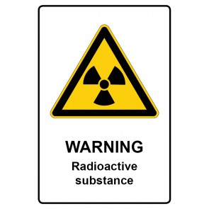 Aufkleber Warnzeichen rechteckig mit Text Warning · Radioactive substance | stark haftend