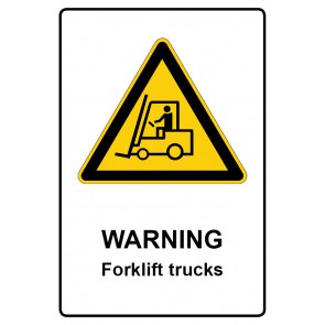 Schild Warnzeichen Piktogramm & Text englisch · Warning · Forklift trucks | selbstklebend (Warnschild)