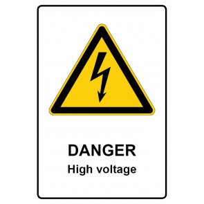 Aufkleber Warnzeichen rechteckig mit Text Danger · High voltage | stark haftend