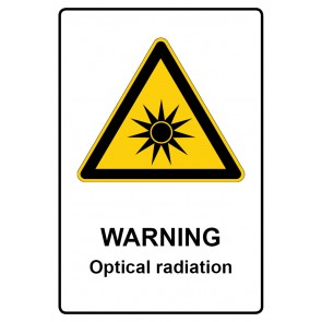 Warnzeichen Schild | Warnschild rechteckig mit Text Warning · Optical radiation · selbstklebend