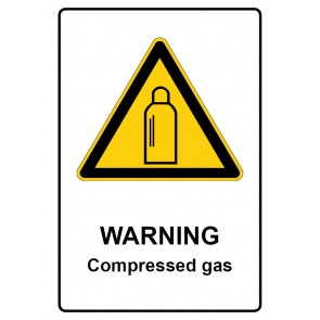 Warnzeichen mit Text Warning · Compressed gas · Magnetschild