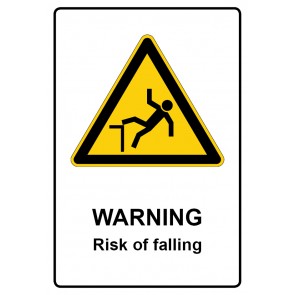 Schild Warnzeichen Piktogramm & Text englisch · Warning · Risk of falling | selbstklebend
