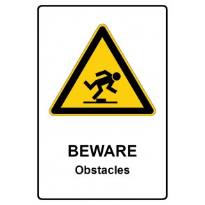 Magnetschild Warnzeichen Piktogramm & Text englisch · Beware · Obstacles