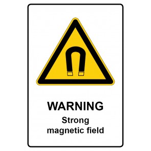 Aufkleber Warnzeichen Piktogramm & Text englisch · Warning · Strong magnetic field