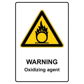 Schild Warnzeichen Piktogramm & Text englisch · Warning · Oxidizing agent