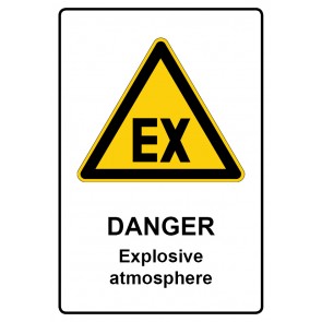 Schild Warnzeichen Piktogramm & Text englisch · Danger · Explosive atmosphere | selbstklebend