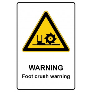 Aufkleber Warnzeichen Piktogramm & Text englisch · Warning · Foot crush warning
