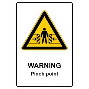 Schild Warnzeichen Piktogramm & Text englisch · Warning · Pinch point