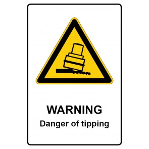 Schild Warnzeichen Piktogramm & Text englisch · Warning · Danger of tipping | selbstklebend
