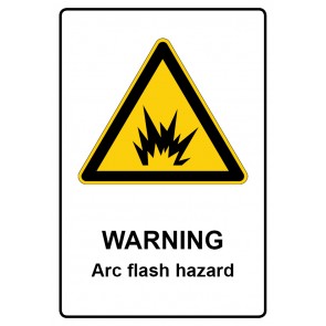 Schild Warnzeichen Piktogramm & Text englisch · Warning · Arc flash hazard